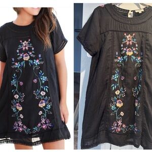 Umgee Black Dress Colorful Floral Embroidery size L Whimseygoth Boho Cottage